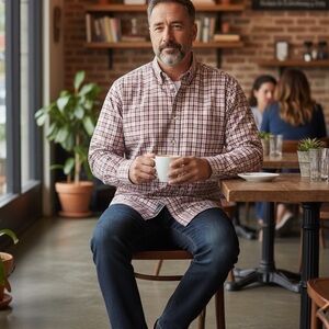 Paul Fredrick Red and White Checkered Button Down Shirt